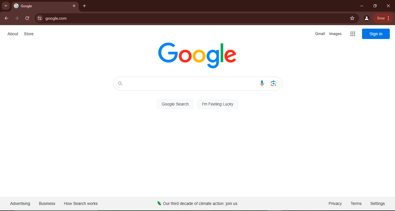 Screenshot of a google search bar